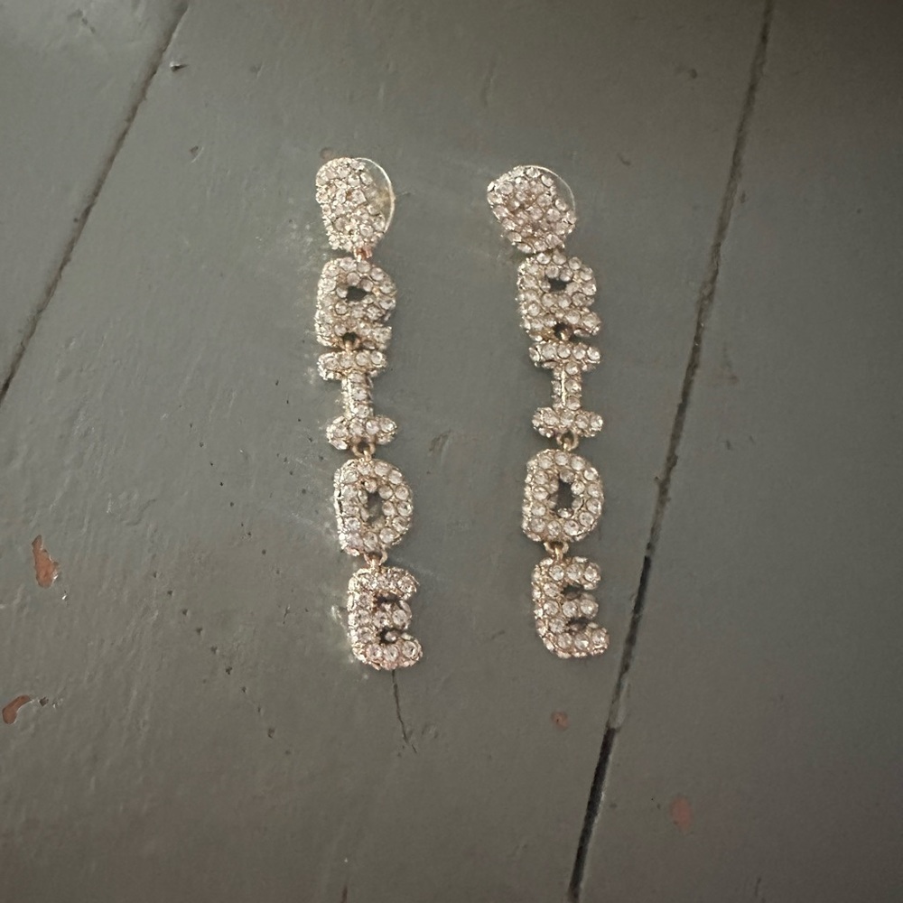 Elegant Silver 'BRIDE' Drop Earrings